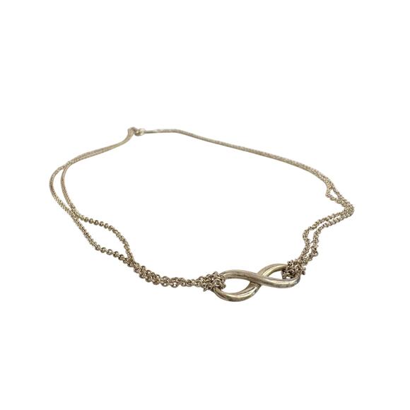 Tiffany & Co Infinity Double Chain Pendant and Necklace in Sterling 16" Chain - Picture 9 of 15